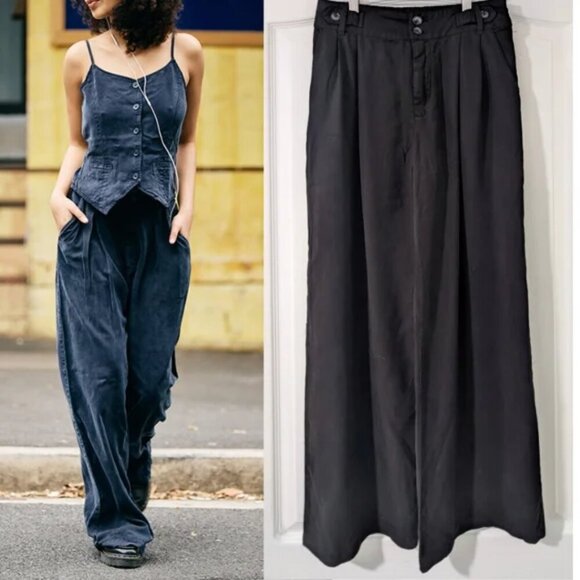 Young Fabulous & Broke Navy Wide-Leg Pants - Picture 1 of 15